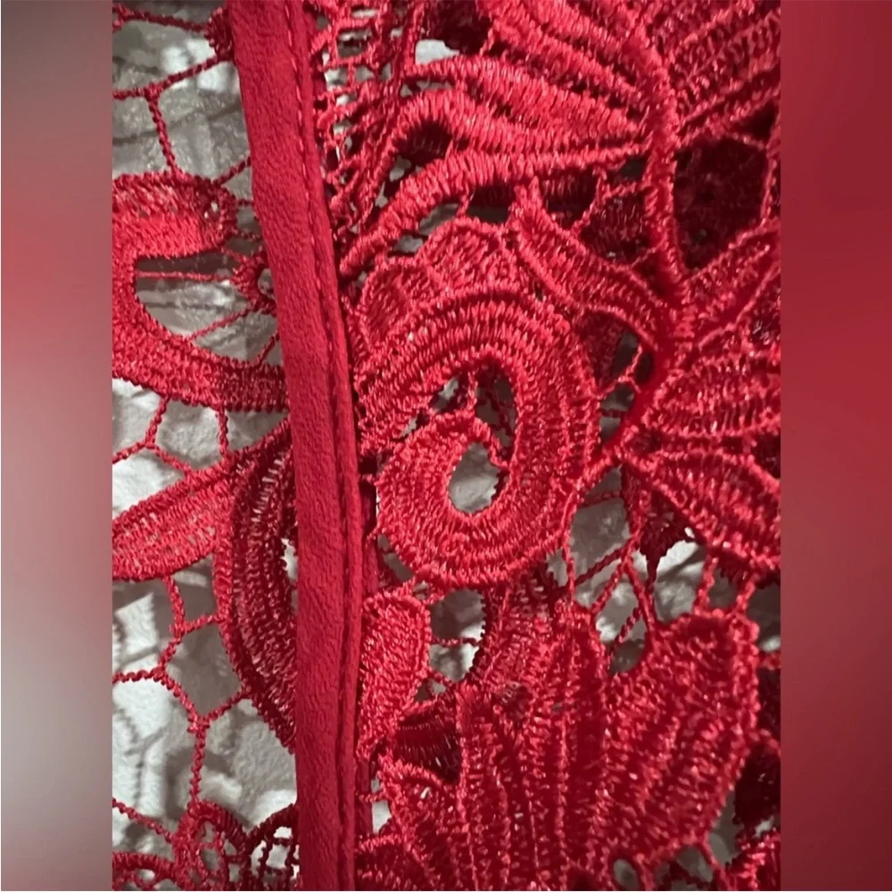 ASHRO red lace cadigan 1X 2X 3X - Picture 4 of 8